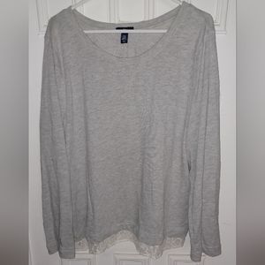 Gap Gray Long Sleeve Shirt with Lace XXLarge